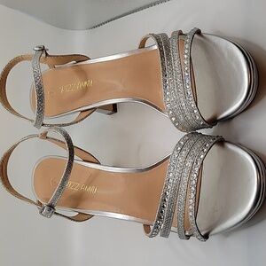 Pizz annu Silver Bling High Heel Shoes Size 7 Bride Wedding Cruise Party